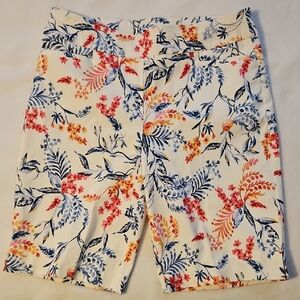 Chico's Vibrant Floral Women's Shorts - Red, Blue, Orange